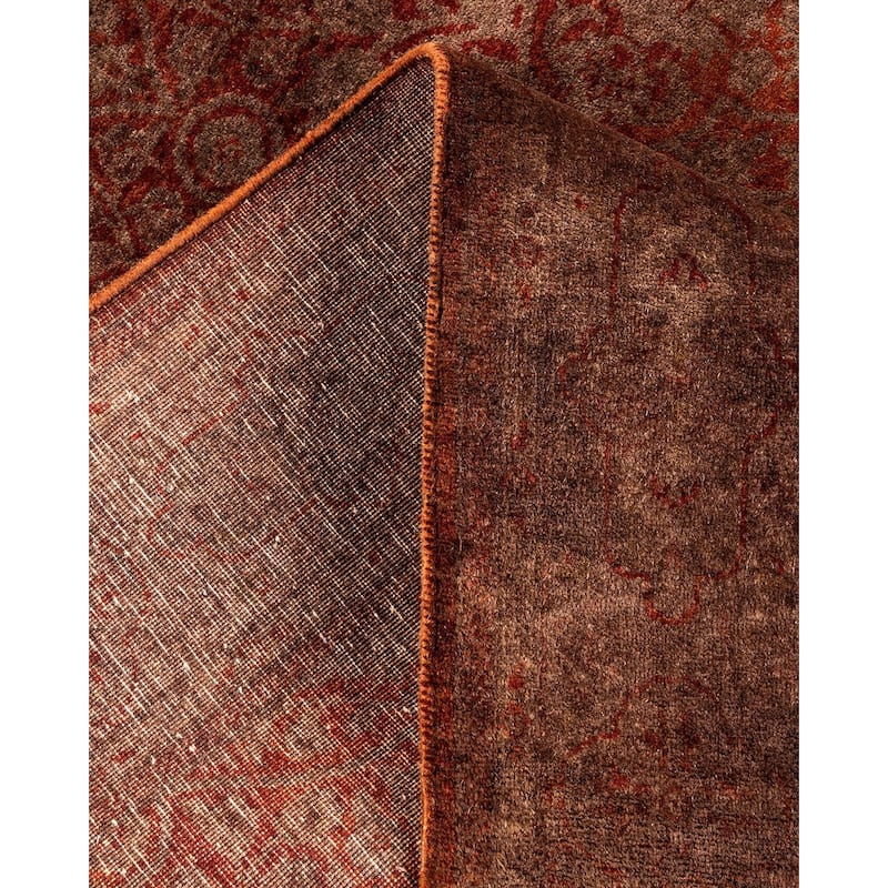 Overton Hand Knotted Wool Vintage Inspired Modern Contemporary Overdyed Brown Area Rug - 4' 1" x 6' 3"