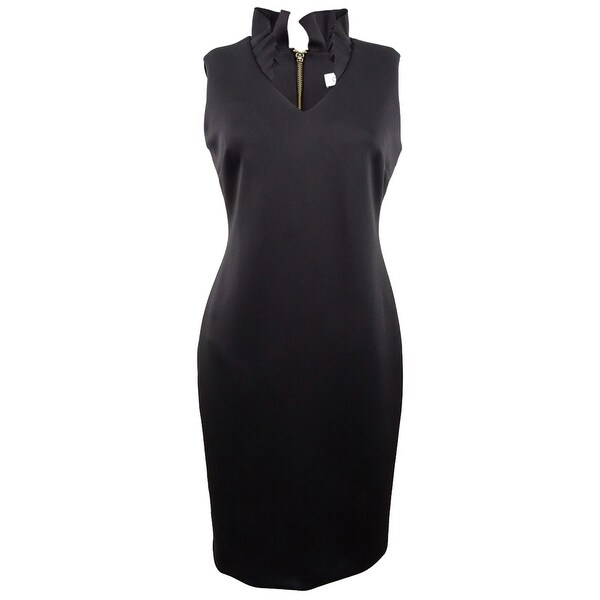 calvin klein ruffle neck sheath dress