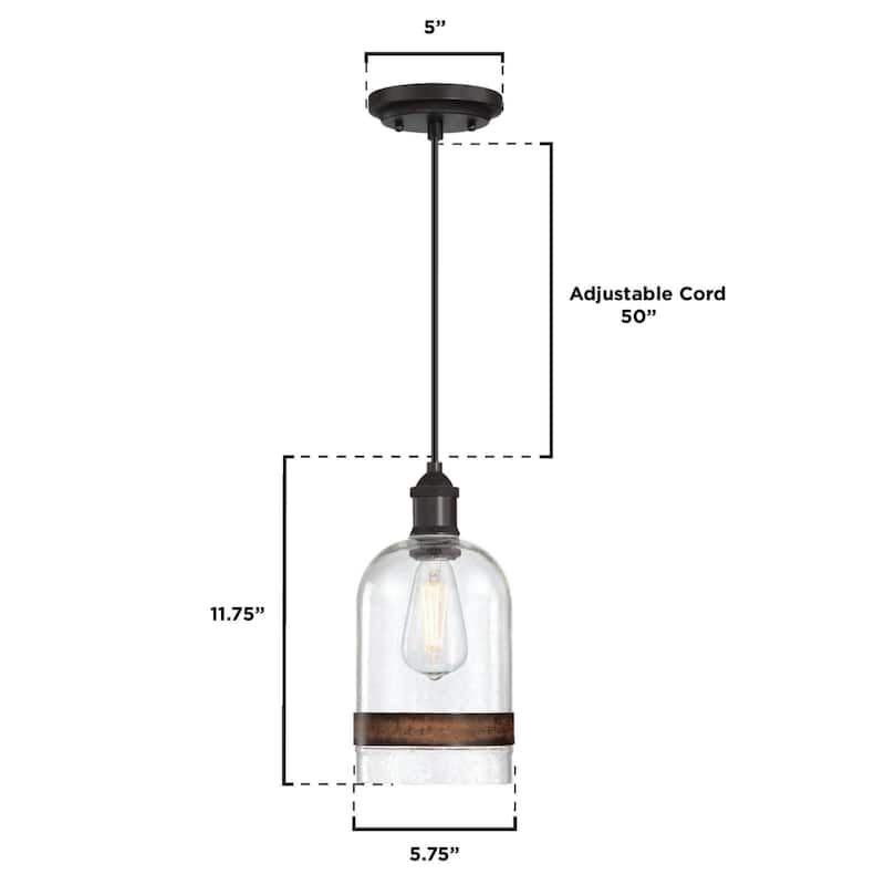 Westinghouse 6129800 Tarrant 6" Wide Wood Mini Pendant