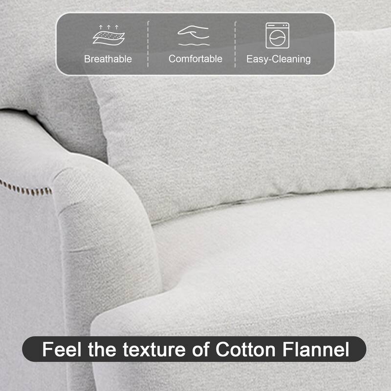 Oversized Accent Chair Chenille Upholstered Armchair With Rivets