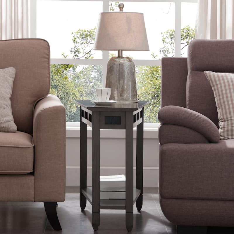 Leick Home Ixia Recliner Wedge End Table - Smoke Grey