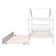 preview thumbnail 10 of 10, Twin Size Wooden House-Shaped Bed with Pull-Out Trundle, Sturdy Pine Wood Construction, Creative Sky Roof Design