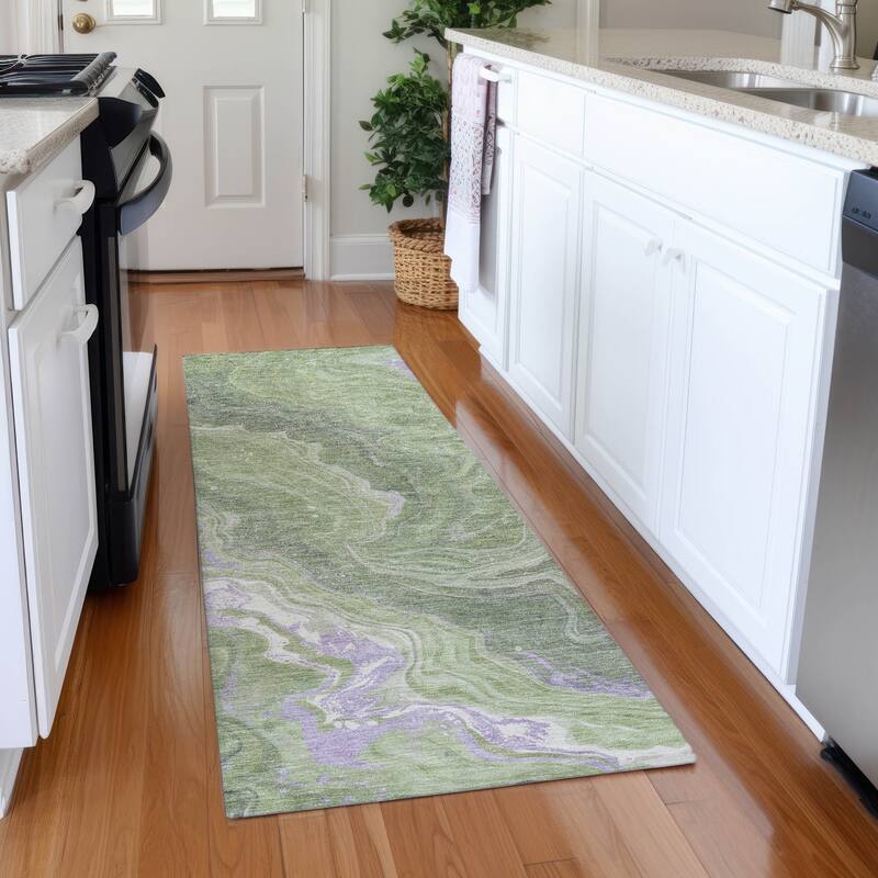 Premium Washable Super Soft Abstract Mayfield Rug - Aloe - 2'3" x 7'6"
