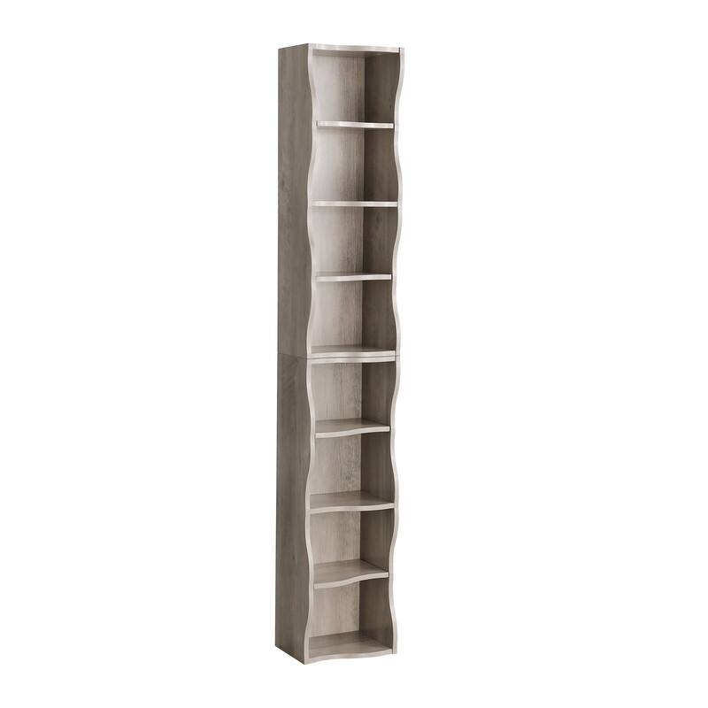Wavy Border 8-Tier Adjustle Shelf - Modular Ultra-Thin Bookcase for Home Office & Display