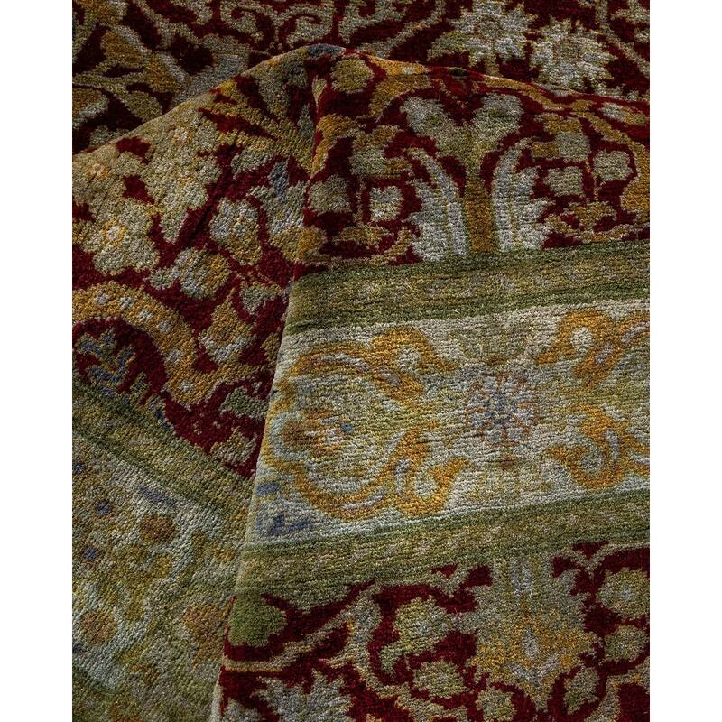 Overton Hand Knotted Wool Vintage Inspired Modern Contemporary Overdyed Red Runner Rug - 3' 2" x 12' 3"