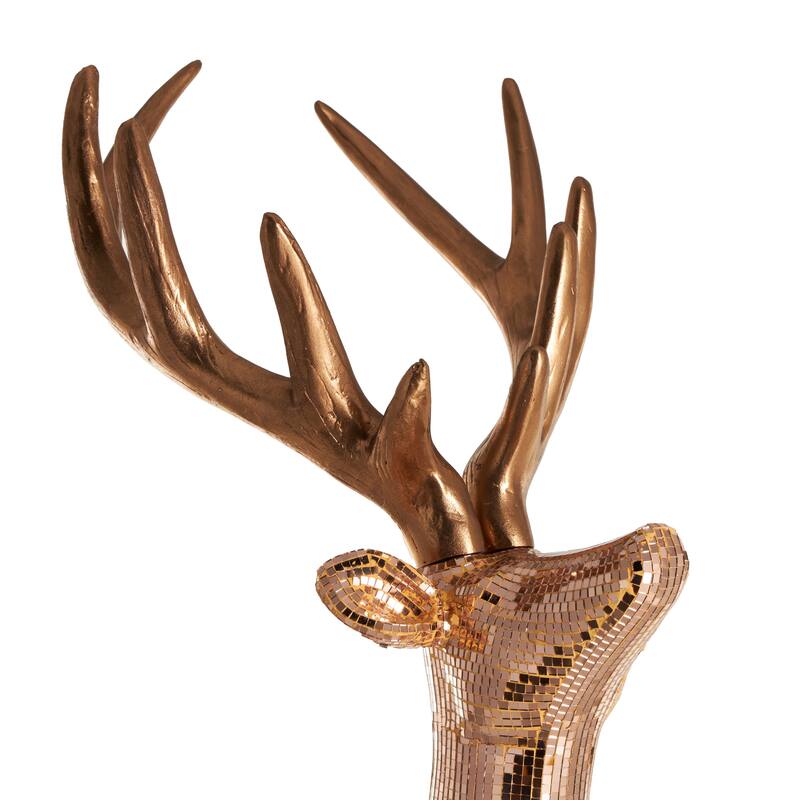 Silver or Copper Fiberglass Floor Reindeer Decorative Christmas Sculpture with Mosaic Pattern