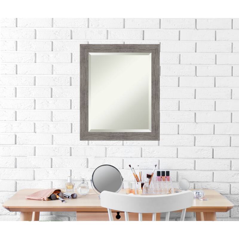 Beveled Wall Mirror - Pinstripe Plank Grey Narrow Frame - Pinstripe Plank Grey Narrow