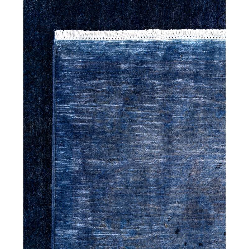Overdyed One-of-a-Kind Hand-Knotted Square Area Rug - Blue - 7' 10" x 8' 1"