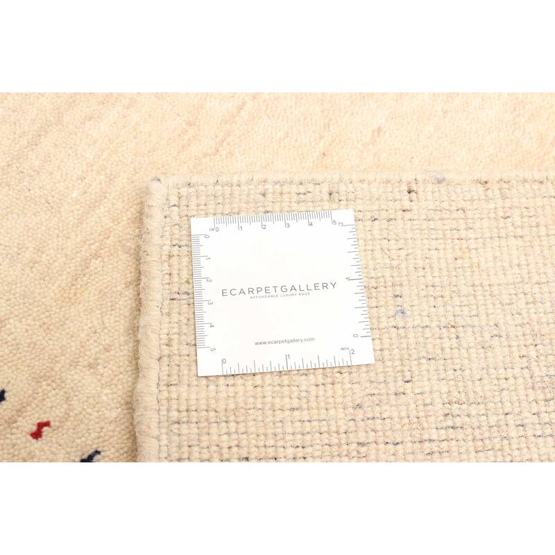 ECARPETGALLERY Hand Loomed Kashkuli Gabbeh Beige Wool Rug - 4'1 x 5'8