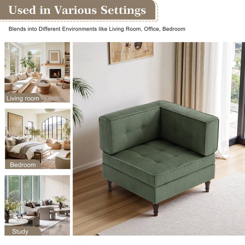 UIXE Corduroy Modular Corner Sofa Lounge Corner Arm Chair