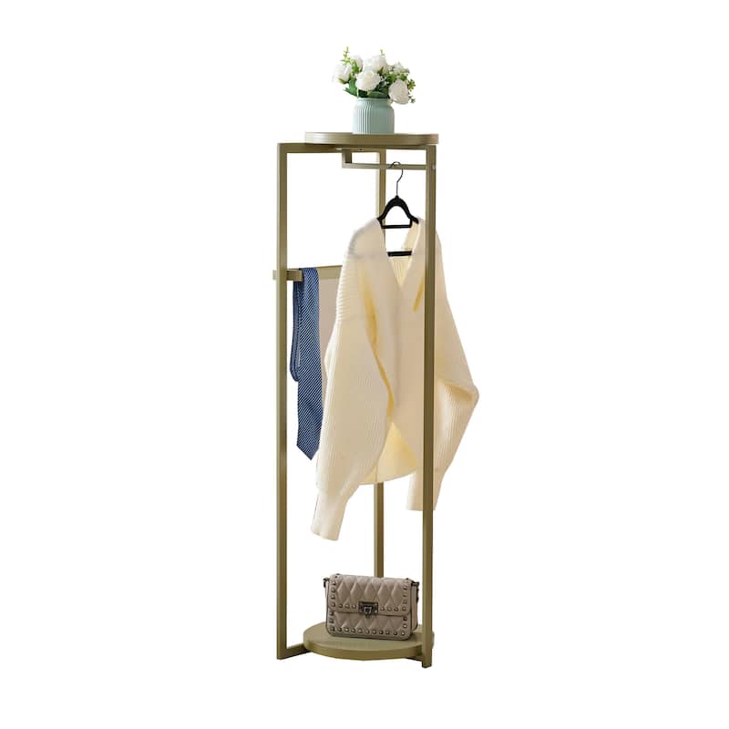 David Modern Metal and Wood Valet Stand with Storage Tray