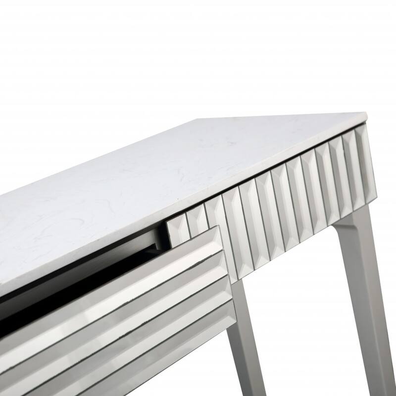 HomeRoots 40" Silver Mirrored Glass Console Table - 40.00 in. x 31.20 in. x 15.20 in.