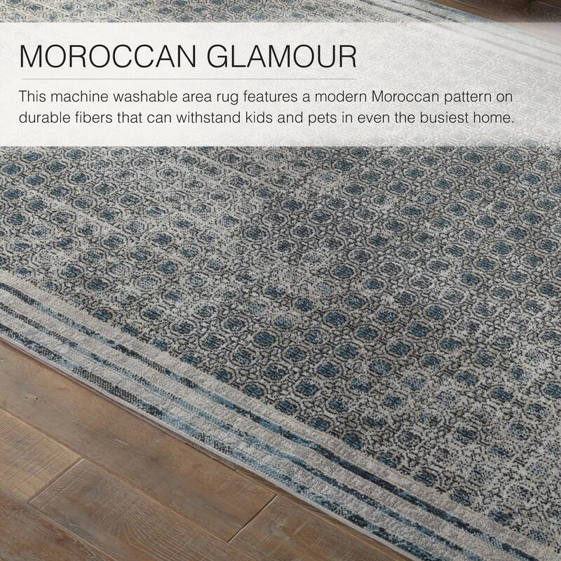 Allora Machine Washable Trellis Area Rug