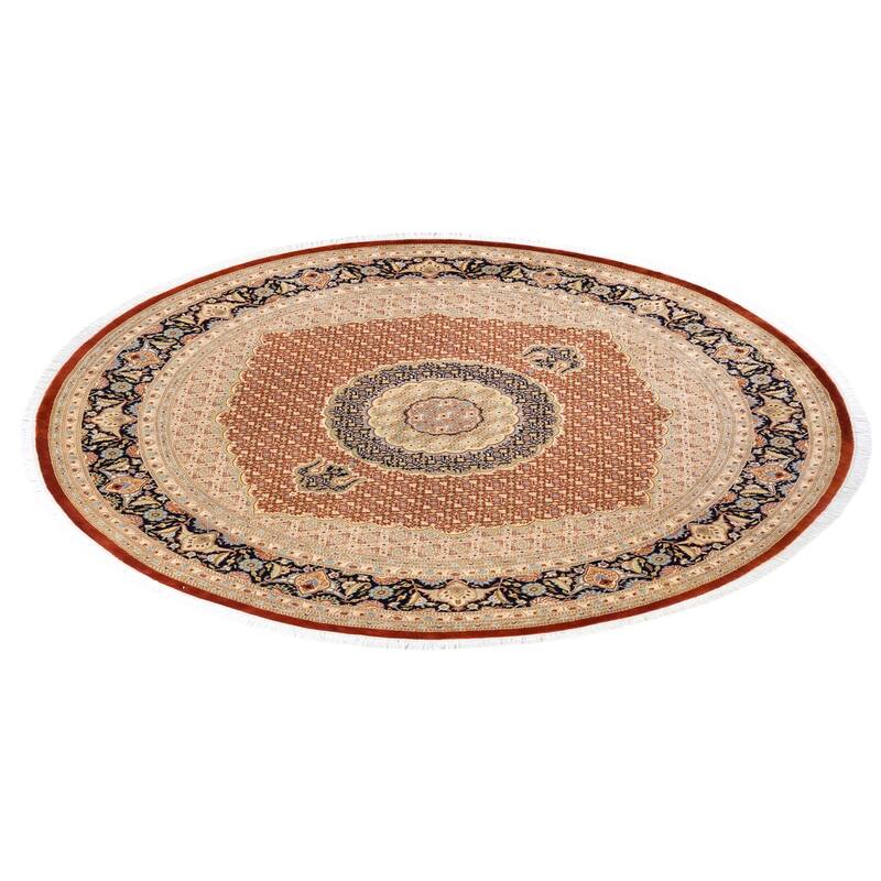 Overton Hand Knotted Wool Vintage Inspired Traditional Mogul Orange Round Area Rug - 8 x 10