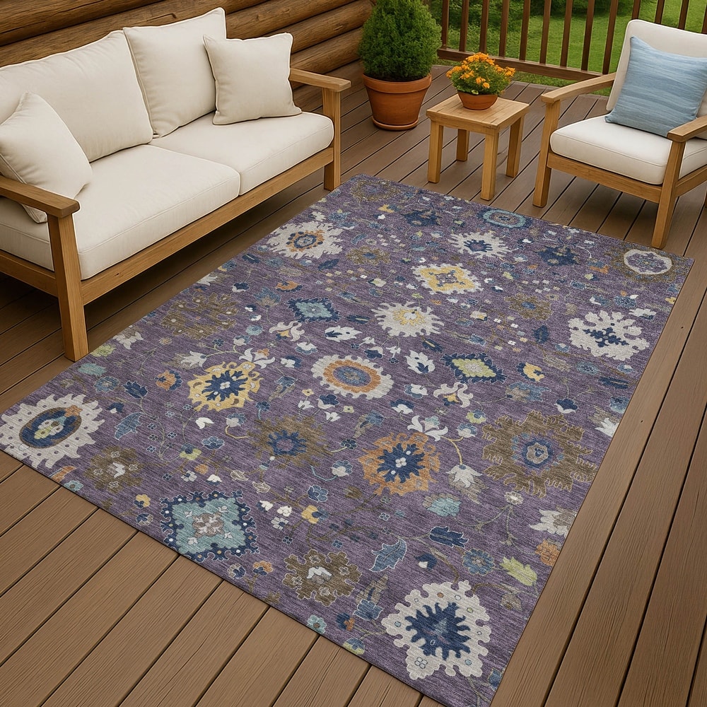 Machine Washable Indoor/ Outdoor Traditional Marci Chantille Rug