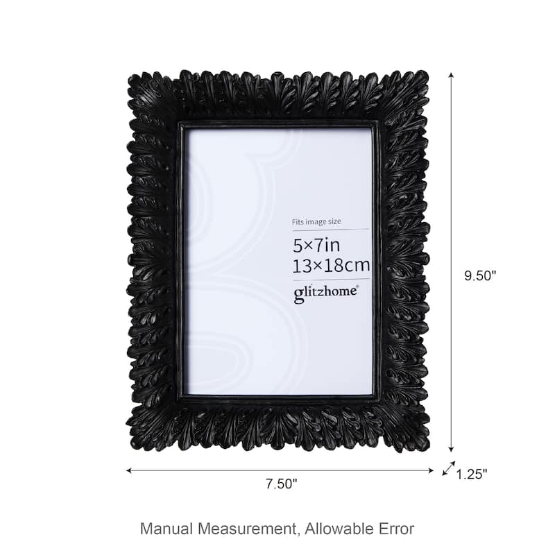 Glitzhome 5x7 Black Resin Wall Hanging or Tabletop Picture Photo Frames Set