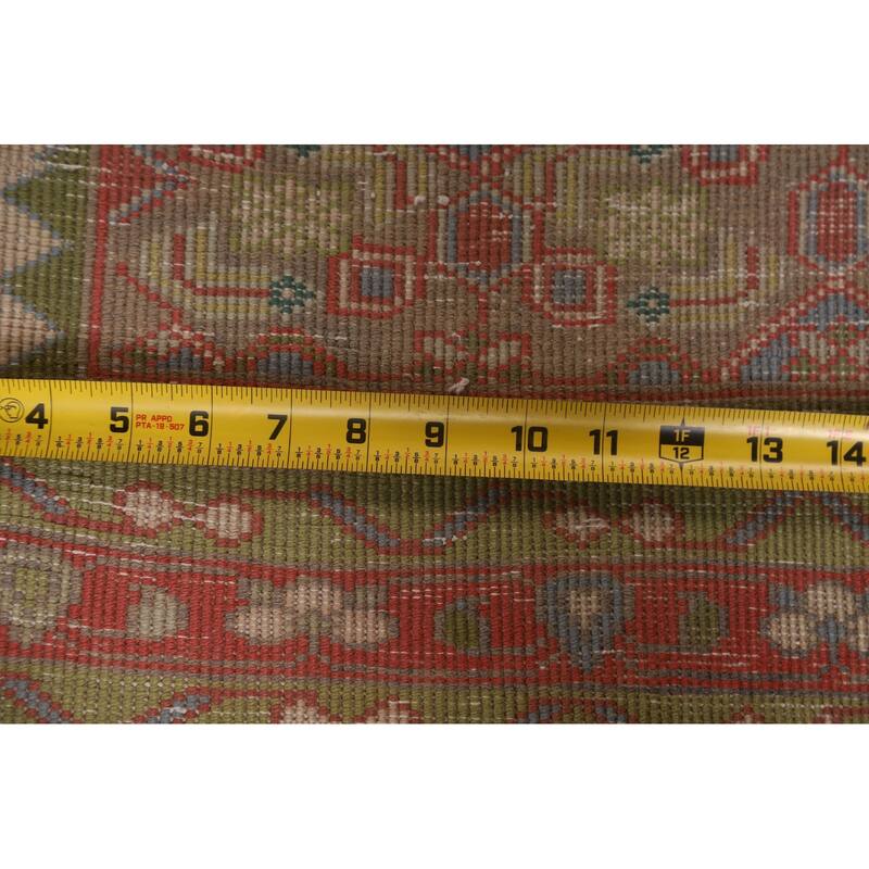 Geometric Tabriz Persian Antique Runner Rug Hand-knotted Wool Carpet - 3'8" x 9'5"