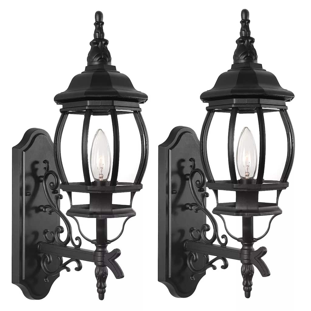 2 Pack Black Outdoor 1-Light Waterproof Aluminum Wall Light