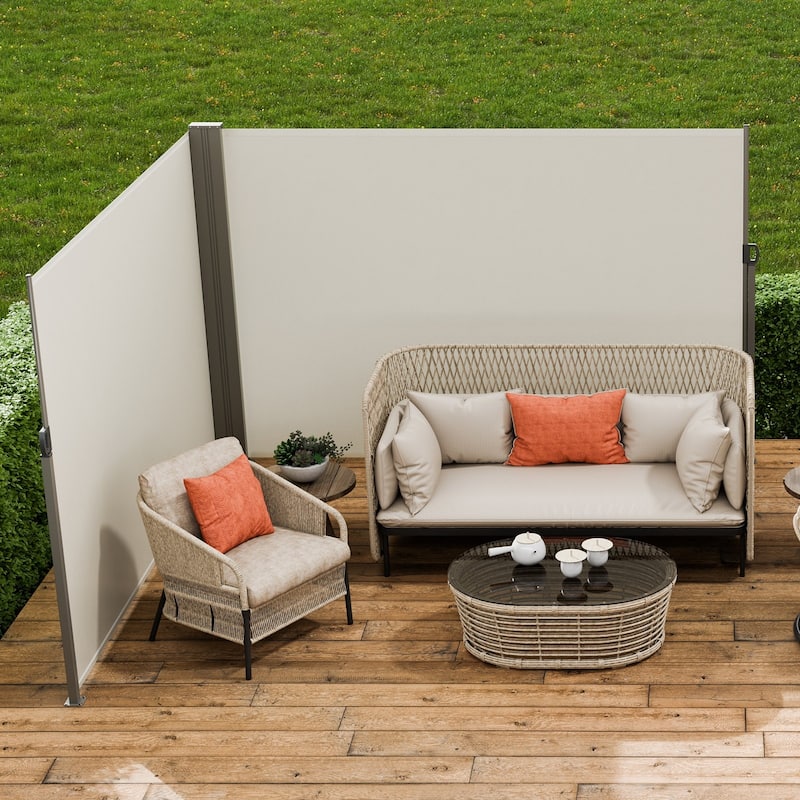 79''x 236'' Patio Retractable Side Awning Privacy Screen with Spring Handle Perfect for Outdoor Use