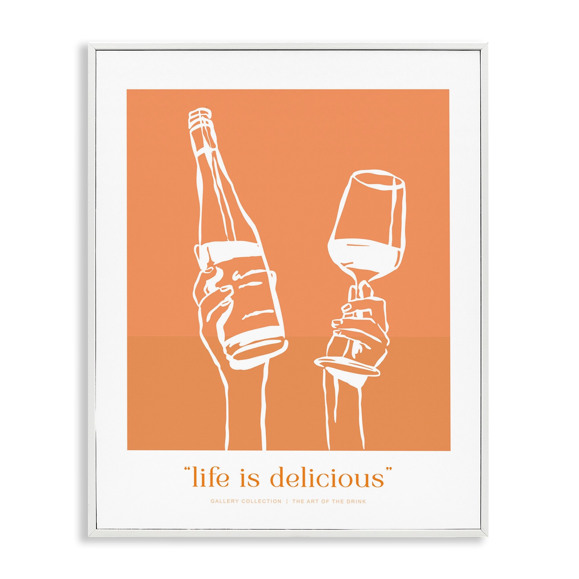 Stupell Orange Life Is Delicious Framed Giclee Art Design By Lettered and Lined