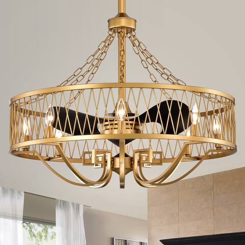 Silver Orchid Brownlow 3-Blade Chandelier with Metal Drum Open Cage