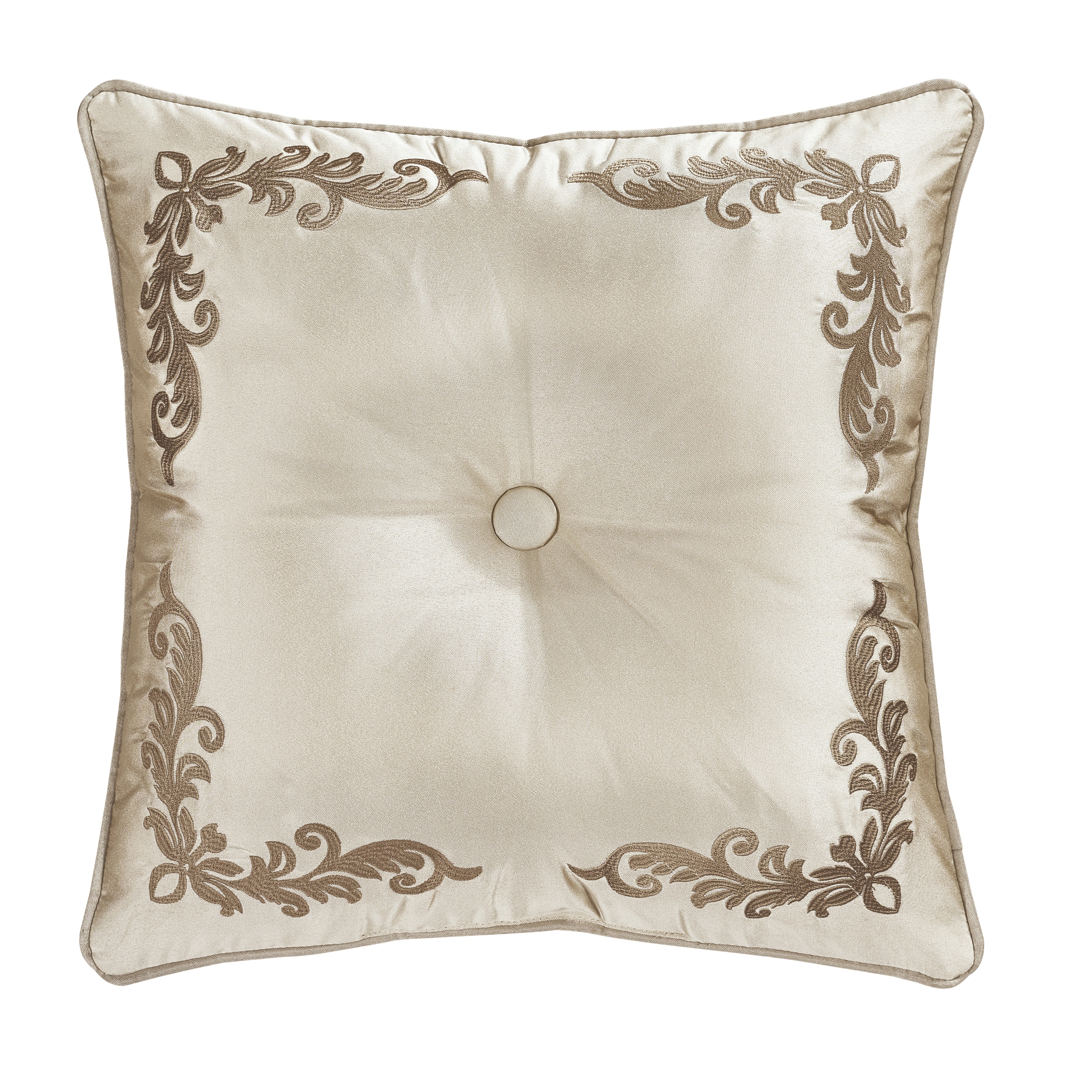 Sandstone Beige Square Embellished Decorative Throw Pillow 18 x 18 By J  Queen