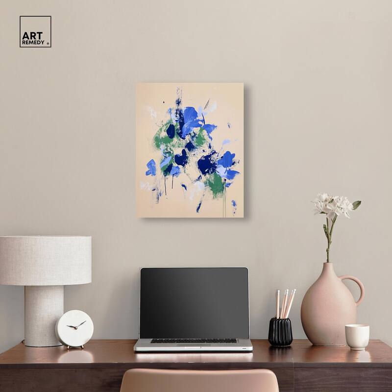 Sapphire Scrawl Canvas by Art Remedy, Gallery Wrapped