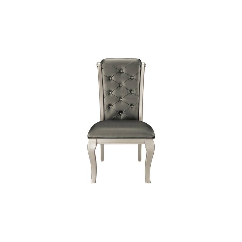 Geovanni Silver Faux Leather Dining Room Set