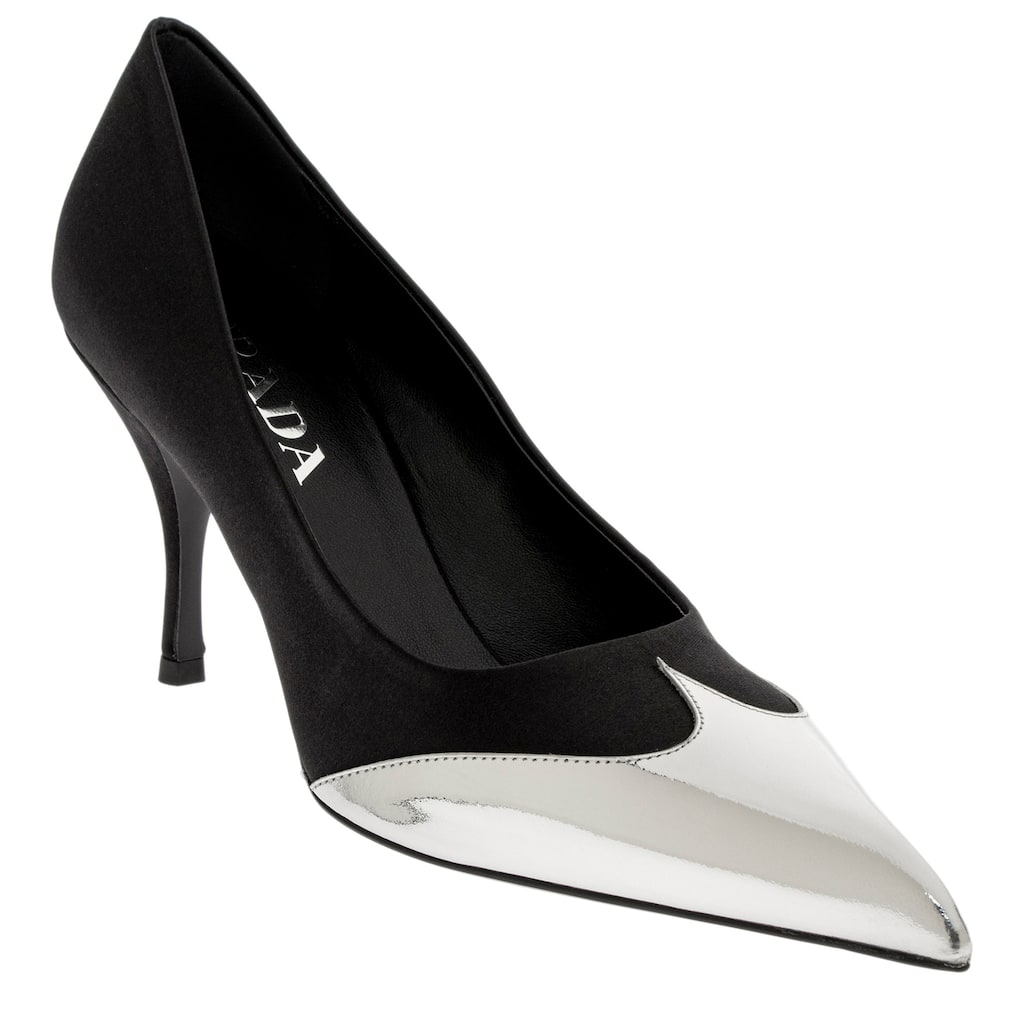 Prada Satin and Metallic Leather Pumps