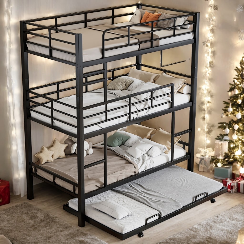 Black Triple Bunk Kids Bedroom Furniture Bed Bath Beyond