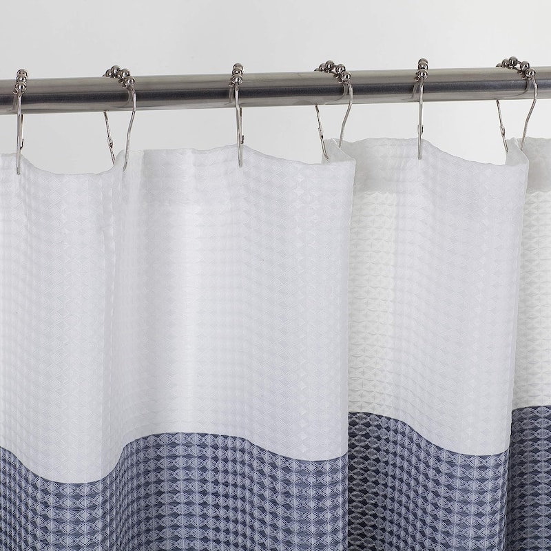 Dainty Home Striped Ombre Waffle Weave Fabric Shower Curtain