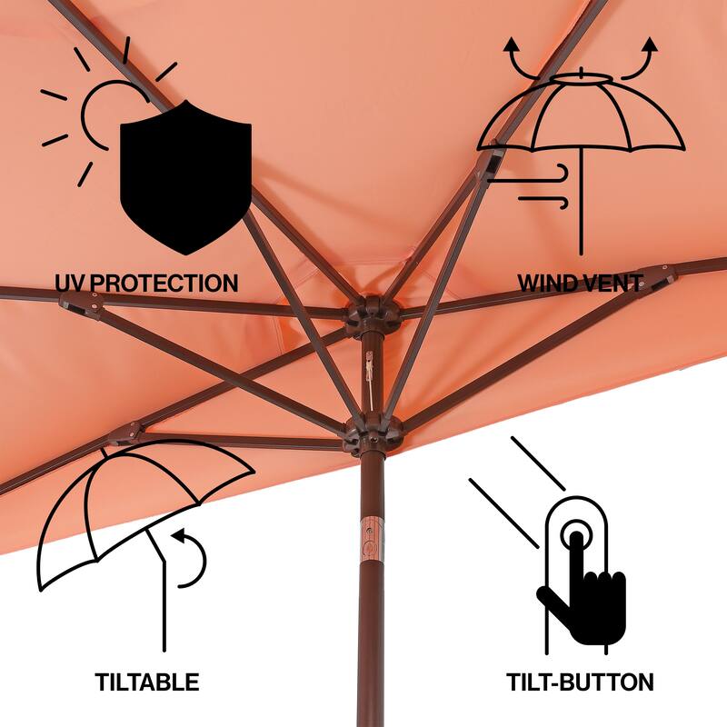9 ft Market Patio Half Umbrella with Crank, Tilt Button and UV Protection