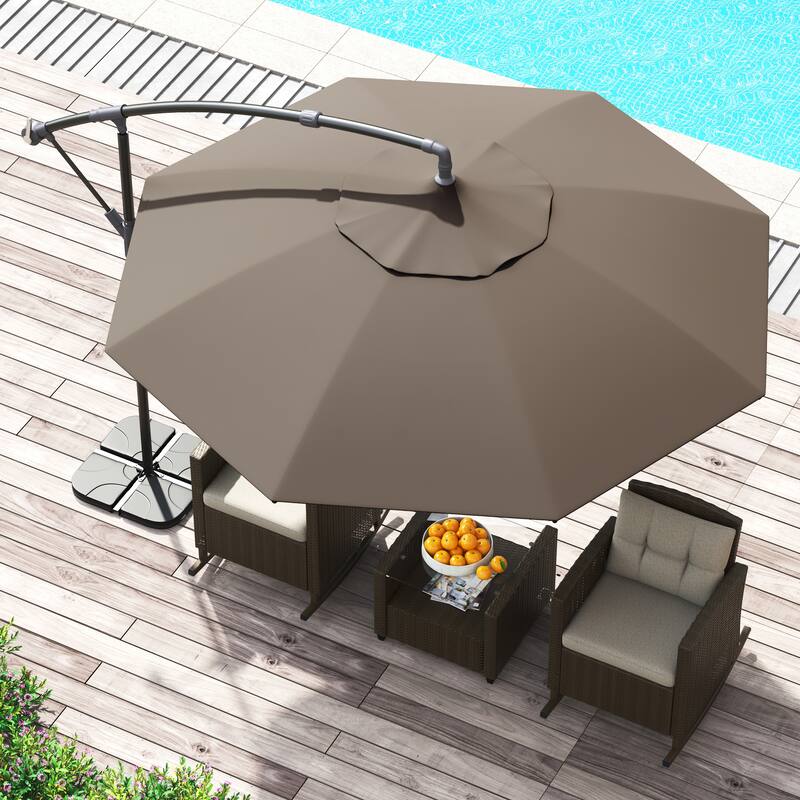 Corvus Vera 10-foot Cantilever Hanging Tilt Offset Canopy Patio Umbrella