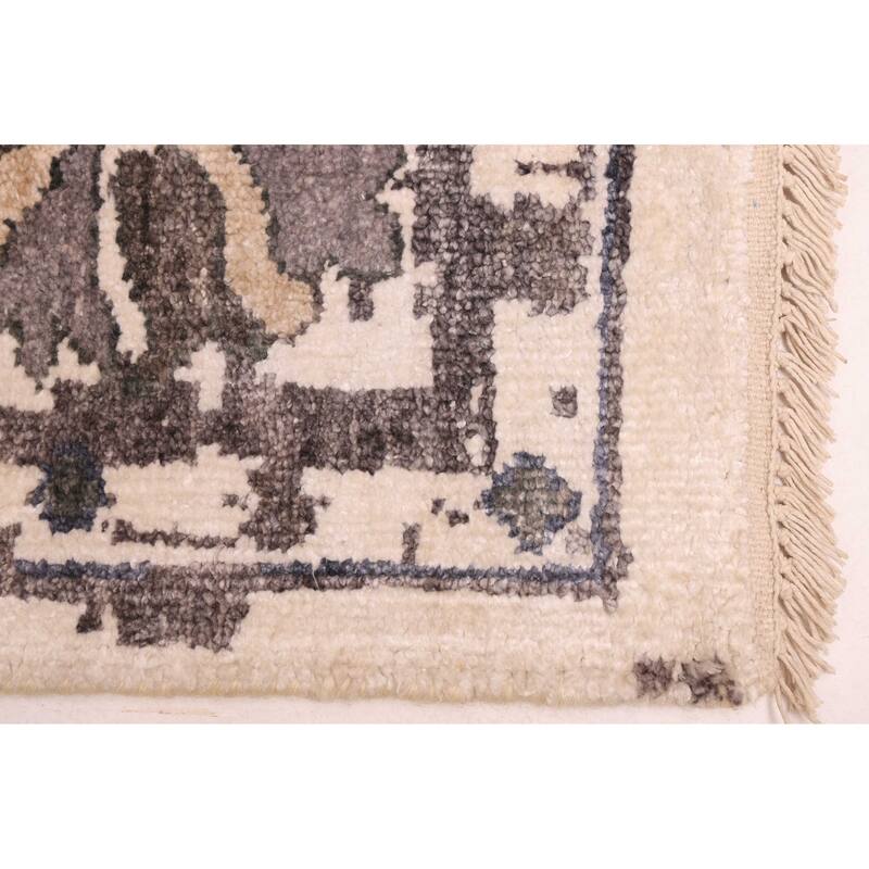 ECARPETGALLERY Hand-knotted Jules Oushak Ivory Silk Rug - 7'6 x 9'9