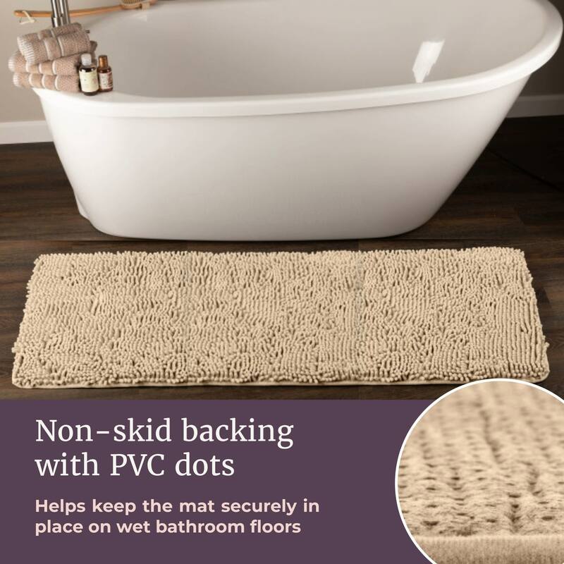 58x24-Inch Bathroom Runner with Non-Slip Backing - Absorbent High-Pile Chenille Memory Foam Bathroom Rug by Windsor Home