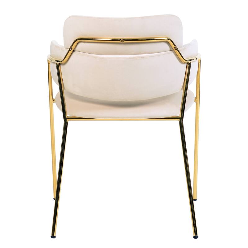 LeisureMod Axis Mid-Century Modern Upholstered Dining Chair with Curved Open-Back Design and Gold Steel Legs for Home & Kitchen
