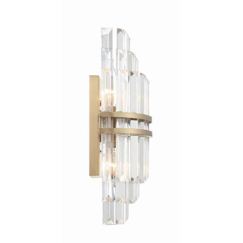 Hayes 2 Light Aged Brass Wall Mount - 7.5"W x 14.25"H x 4.75"D