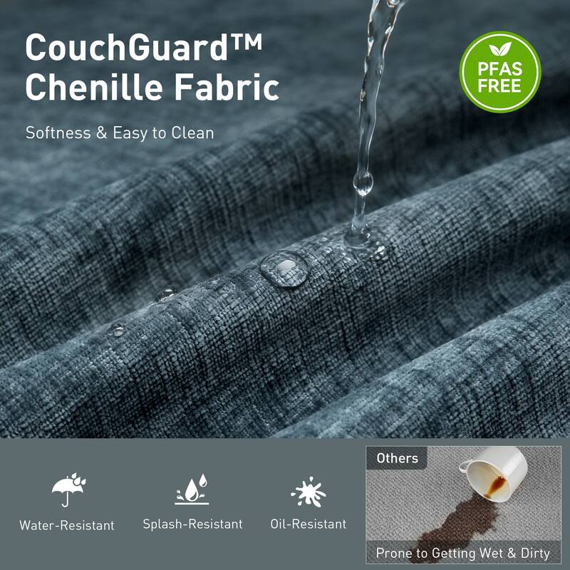 MAISON ARTS Mid-Century Modern Oversized L/U Shaped Cloud Couch with Ottoman, Deep Seat Sectional Sofa with Throw Pillows