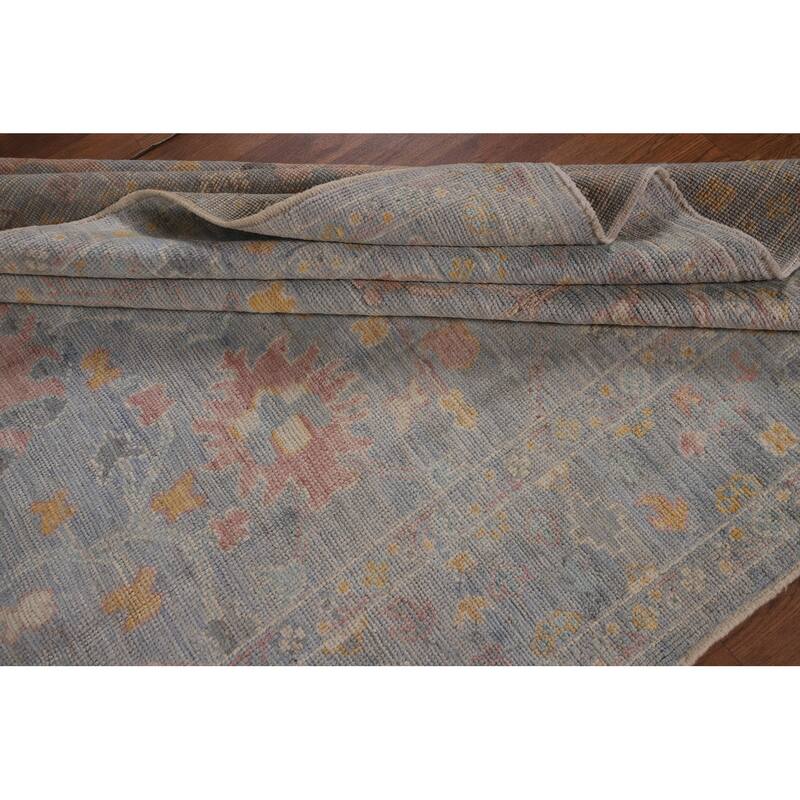 All-Over Blue Oushak Turkish Rug Handmade Wool Carpet - 4'11"x 7'0"