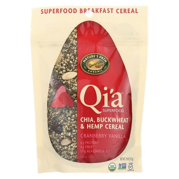 Nature's Path Organic Qi'A Superfood Chia Buckwheat and Hemp Cereal - Cranberry Vanilla - Case of 10 - 7.9 oz.