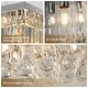 preview thumbnail 12 of 18, 6 lights Rectangle Crystal Chandeliers for Dining Room, 39" Large Linear Water Ripple Glass Island Light Fixture