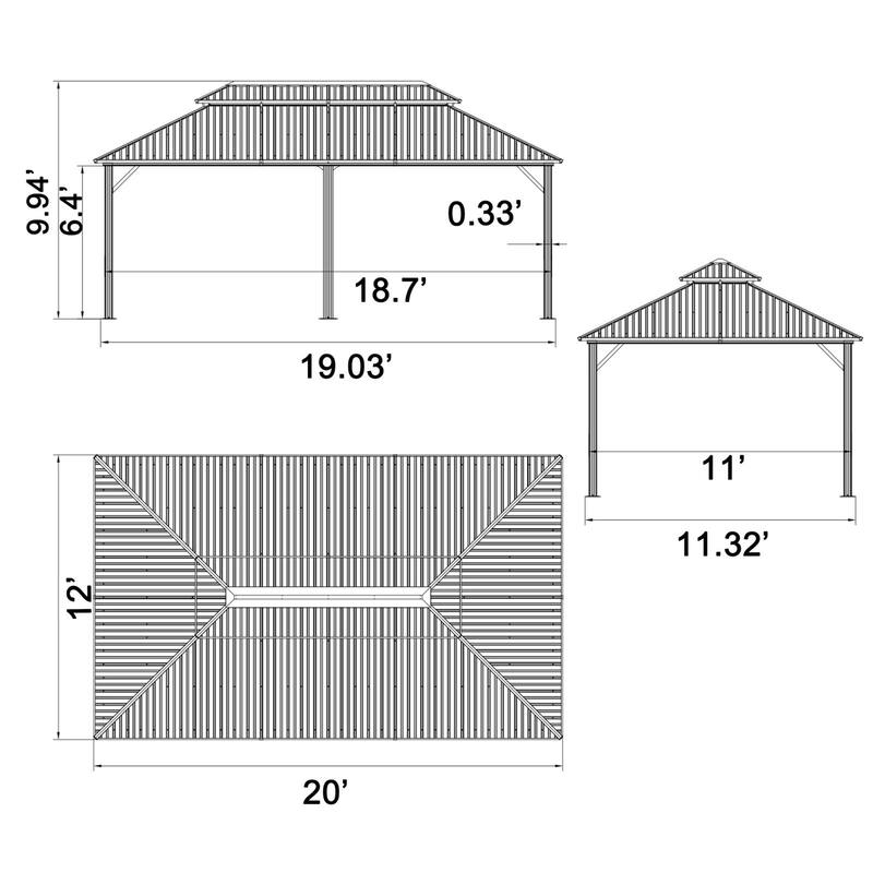 VEIKOUS Aluminum Double Hardtop Gazebo Pergola for Patio, Lawn, and Garden with Removable Curtains and Netting