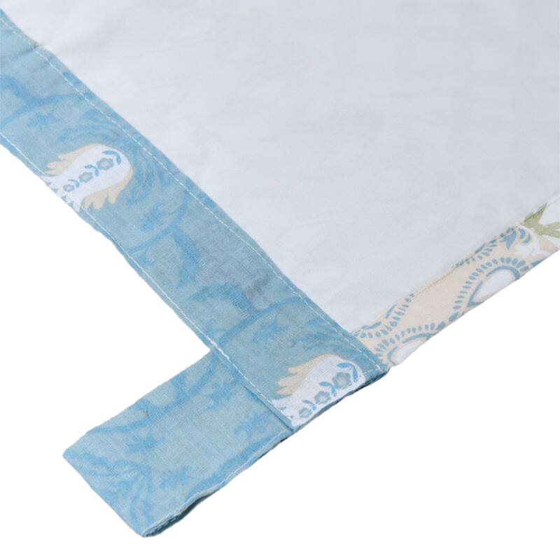 Ello 2 Panel Curtain Panel Set, Cotton White and Blue Geometric Print