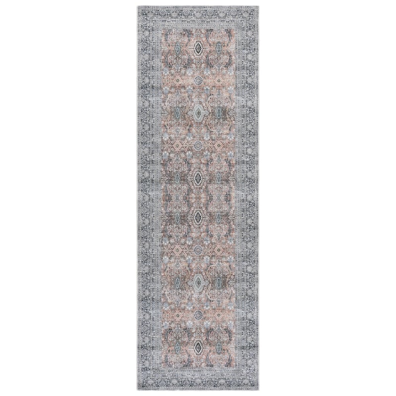 SAFAVIEH Arizona Karna Machine Washable & Slip Resistant Rug - 2'6" x 8' Runner - Copper/Olive