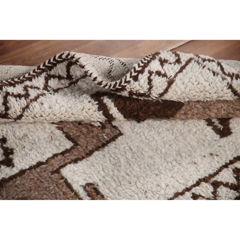 Natural Dye Beige Tribal Anatolian Runner Rug Hand-knotted Wool Carpet - 3'2"x 10'9"