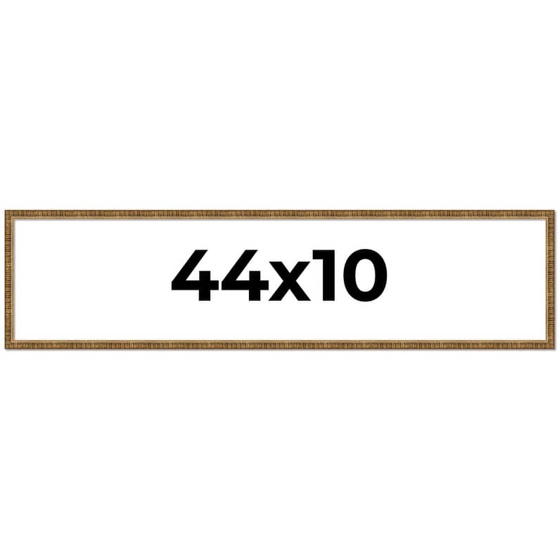 44x10 Frame Black Real Wood Picture Frame Kingsley Gold Distressed Photo Frame with UV Acrylic Foam Board Backing &