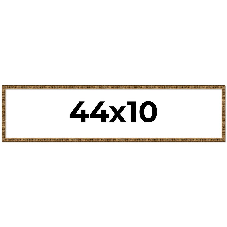 44x10 Frame Black Real Wood Picture Frame Kingsley Gold Distressed Photo Frame with UV Acrylic Foam Board Backing &