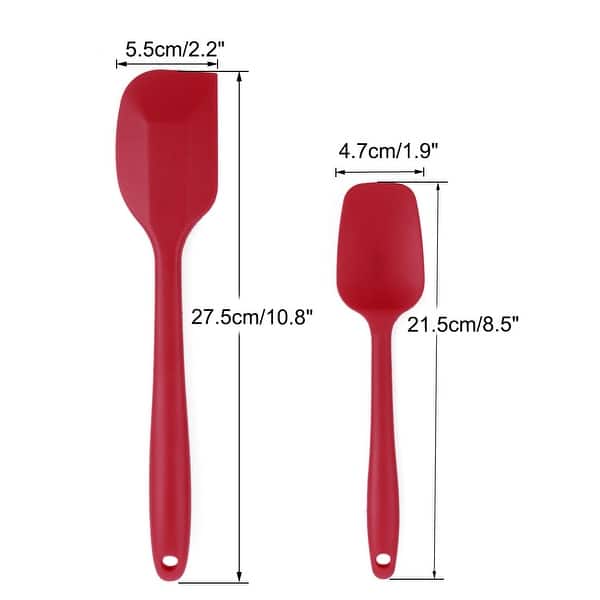 Cheer Collection 6 Piece Silicone Spatula Set for Nonstick Cookware - Red