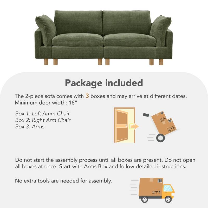 Spruce & Spring Modular Cloud Couch Sofa with Wood Legs for Living Room