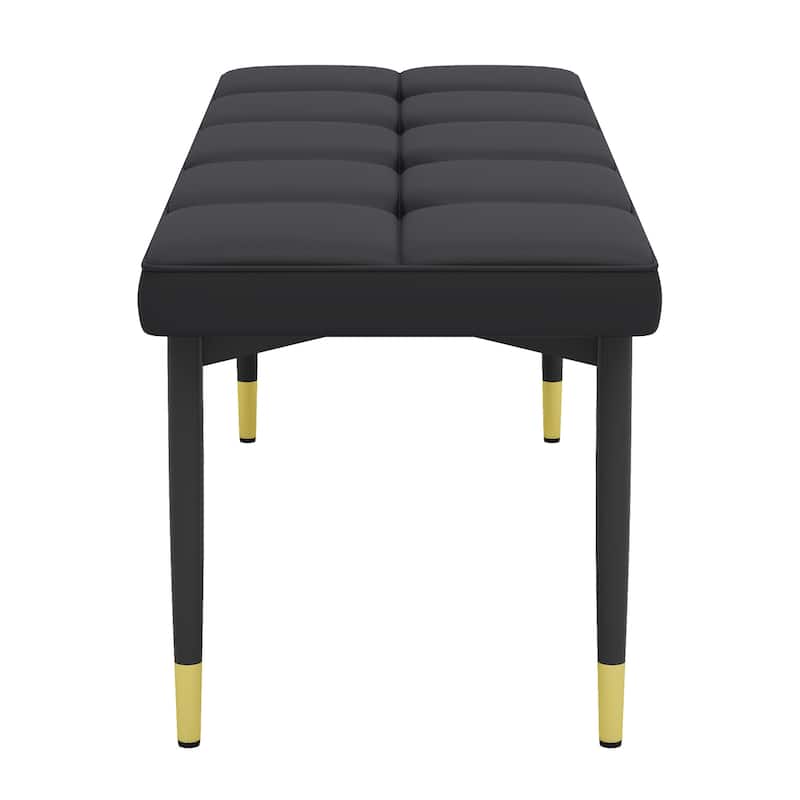 Roomfitters 47"/59" PU Shoe Bench with Gold Metal Legs, Entryway Seat for Bedroom, Living Room and Hallway, Black